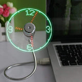 USB LED Clock Fan with Real Time Display Function